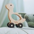 Wooden Toys Dinosaur Birthday Gift For Kids Baptism Boy Gift Keepsake Personalized Baby Boy Gift Sensory Toddler Toy Animals on the Wheels
