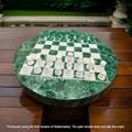 Luxury Malachite Stone Chess Table Set | Handmade Green Marble Top | Unique Chess Board Table With Pieces Luxury Playing Room Decors