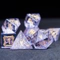 Dragon Purple Crystal Dice,DnD Dice Set,Handcrafted Dragon Pattern Dice,Resin Dice Set,A gift for DnD Player, RPG Dice,D20D10D12D6