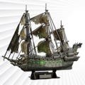 3D Flying Dutchman Pirate Ship Puzzle Kit - 360-Piece Model with Green LED Lights, Ghostly Sailboat Decor & Unique Gift for Adults