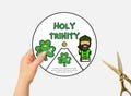 Shamrock Holy Trinity, Printable Christian St Patricks Coloring Wheel, Sunday School Craft, Kids Irish Bible Lesson Spinning Wheel