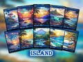 10 Island Basic Lands Proxy Commander Deck, MTG Proxy Cards, Custom Magic Cards for Commander EDH, Stained Glass Style