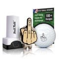 Ball Tatt - Middle Finger Golf Ball Stamp Self-Inking with Hatclip and Ball Marker