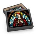 Virgin Mary Religious Jigsaw Puzzle, Glass Style, Catholic Puzzle Gift, Family Puzzle, Puzzle for Families, FREE SHIPPING