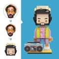 Custom Music Lover Brick Figure, Personalized Head Figures, Small Particle Block Toy, Customizable Brick Art Gift for Music Fans