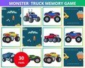 Monsters truck Memory Game,Monster truck Matching Activity,Memory Card Game,Monsters truck preschool Game,matching activity,Toddler Activity