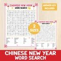 Chinese New Year Word Search Game - Fun Family Lunar New Year Activity - Happy Chinese New Year - Adults & Kids Party Game - Printable Game