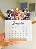 Printable Desk Calendar 2025, PNG for Cutting Machine, PDF for Easy Printing, Calendar with Animals, Calendar 2025, Desk Calendar 2025