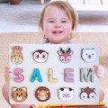 Animals Custom Wooden Toy For Kids,Animals Personalized Busy Board Puzzles for Learning and Play,Montessori Toddler Toys,Birthday Gift