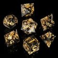 Golden Eclipse • 7-Piece Resin Dice Set DnD Dice Set for D&D Gifts, Full Dungeons and Dragons Dice Set for DnD Gifts, Liquid Core