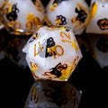 Golden Purr • 7-Piece Resin Dice Set DnD Dice Set for D&D Gifts, Full Dungeons and Dragons Dice Set for DnD Gifts, Liquid Core