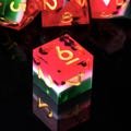 Melon Burst  • 7-Piece Resin Dice Set DnD Dice Set for D&D Gifts, Full Dungeons and Dragons Dice Set for DnD Gifts, Liquid Core
