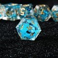 Azure Sparkle • 7-Piece Liquid Core Dice Set DnD Dice Set for D&D Gifts, Full Dungeons and Dragons Dice Set for DnD Gifts, Liquid Core
