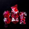 Crimson Shadow • 7-Piece Liquid Core Dice Set DnD Dice Set for D&D Gifts, Full Dungeons and Dragons Dice Set for DnD Gifts, Liquid Core