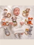 Personalized Toy Rattle | Baby gift - Animal Crochet Baby Rattle - Wooden rattle - Teether bites wood - Soothing rattle - Baby shower