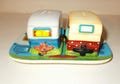 Happy Camper Salt Pepper Butter Dish RV or Picnic Tableware Set