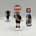Personalized bobble head doll,  Personalized Wedding Cake Bobbleheads, Gifts for Fishing Enthusiasts, Bobblehead doll birthday gift.