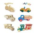 DIY Paintable Wooden Vehicle Toy Set - 3-Piece Cabrio, Camino and Chuffo Train | Natural Eco-Friendly Toys for Kids & Creative Gifts