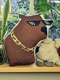 Capybara printed pillow. Unique Capy-cushion. Stuffed animal shape toy. Decorative throw pillow with Capybara design 17" × 17"/ ESSOBARA