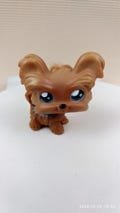 Shih Tzu Yorkie #6 (Tan, Gray Accents, Copper Brown Hair) - Littlest Pet Shop (Retired) Collector Toy - LPS Collectible