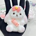 Sticky thermoplastic rubber (TPR) cute bow rabbit stress-relieving soft rubber toy,  mini decompression squeezing toy.