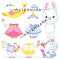 2 Easter Bunny Bunnies Super Cute Paper Dolls Rabbits 2pgs=2 PDF EZ Print Files Instant Download Kids Fun Activity Fashion Accessories