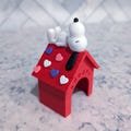 3D Printed Valentine's Day Snoopy on his Doghouse with Hearts, Valentine's Day Decor, Valentine Desk Pet, Snoopy Desk Pet