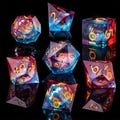 Electric Blossom • 7-Piece Liquid Core Dice Set DnD Dice Set for D&D Gifts, Full Dungeons and Dragons Dice Set for DnD Gifts, Liquid Core