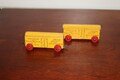 Set of 2 Vintage Strombecker Chicago & Northwestern Railroad Yellow Wooden Toy Refrigerator Box Cars #18994 - Will Combine Shipping!