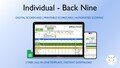 Individual Golf Scorecard, Back Nine Scoring, 9 Holes